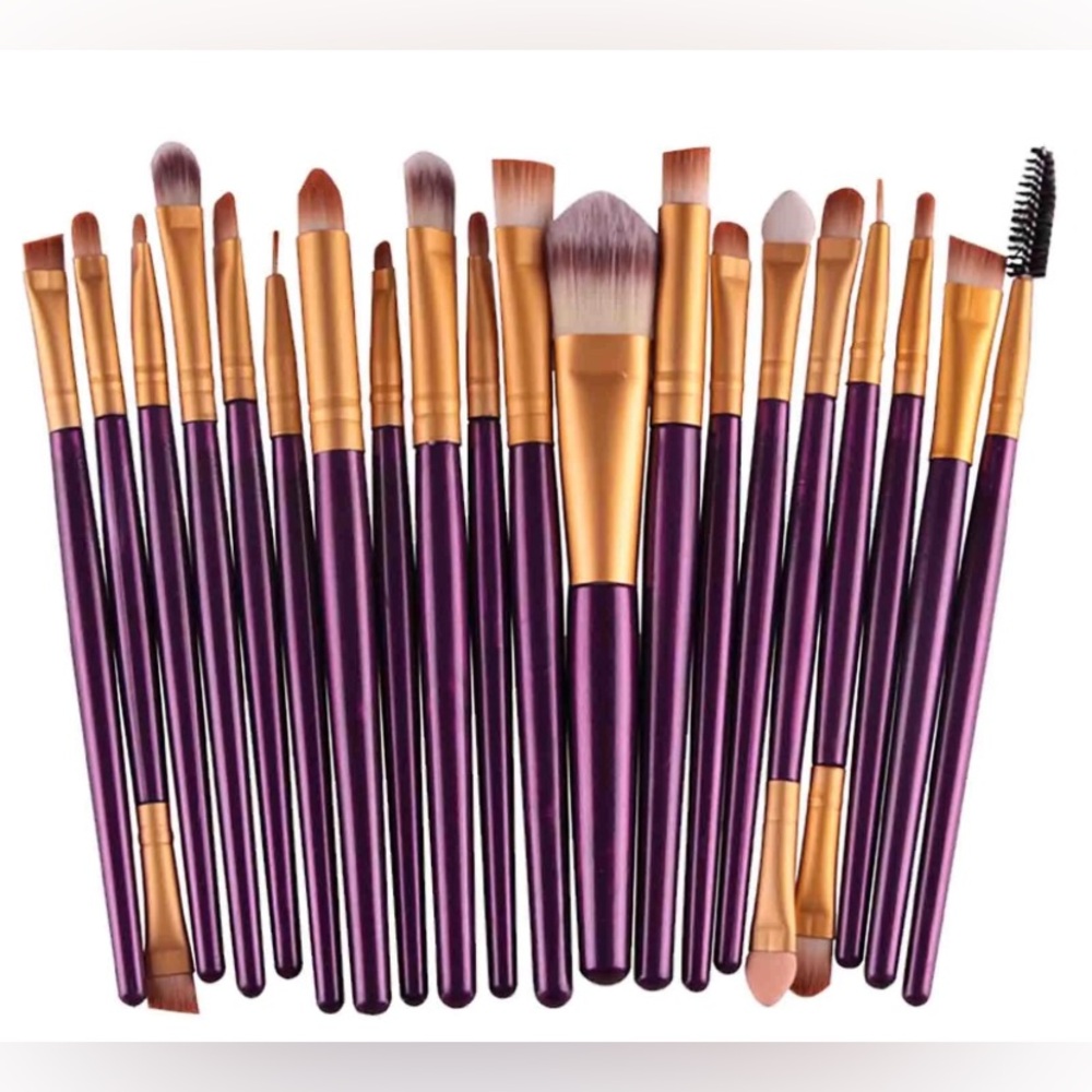 Purple and Gold Makeup Brush Set - set of 20 - new!